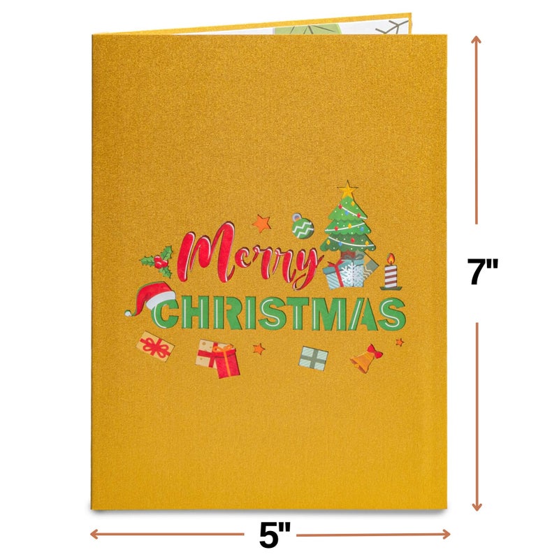 Paper Love Pop Up Christmas Card, 3D Merry Christmas, for Christmas or Holidays, 5" x 7" Cover - Includes Envelope and Removable Note Tag - Image 2